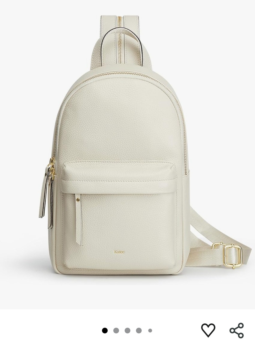 Cream Leather Crossbody Sling Bag - Women